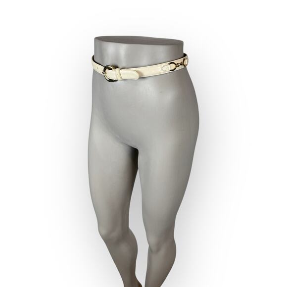 Vintage Ivory and Gold Genuine Leather Belt Size Small - Picture 7 of 10